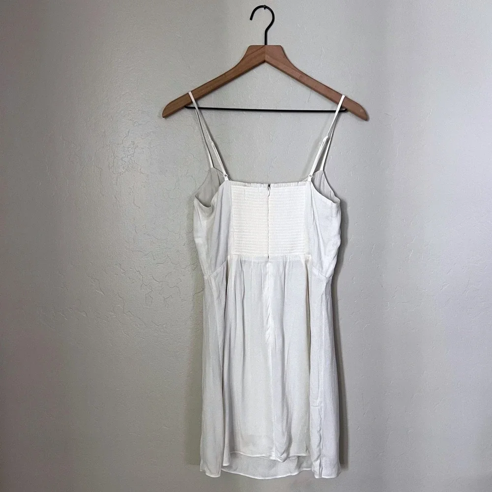 Sunday Best White Smocked Square Neck Mini Slip Dress Size S - Picture 4 of 6